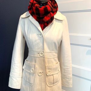 Tulle white wool coat